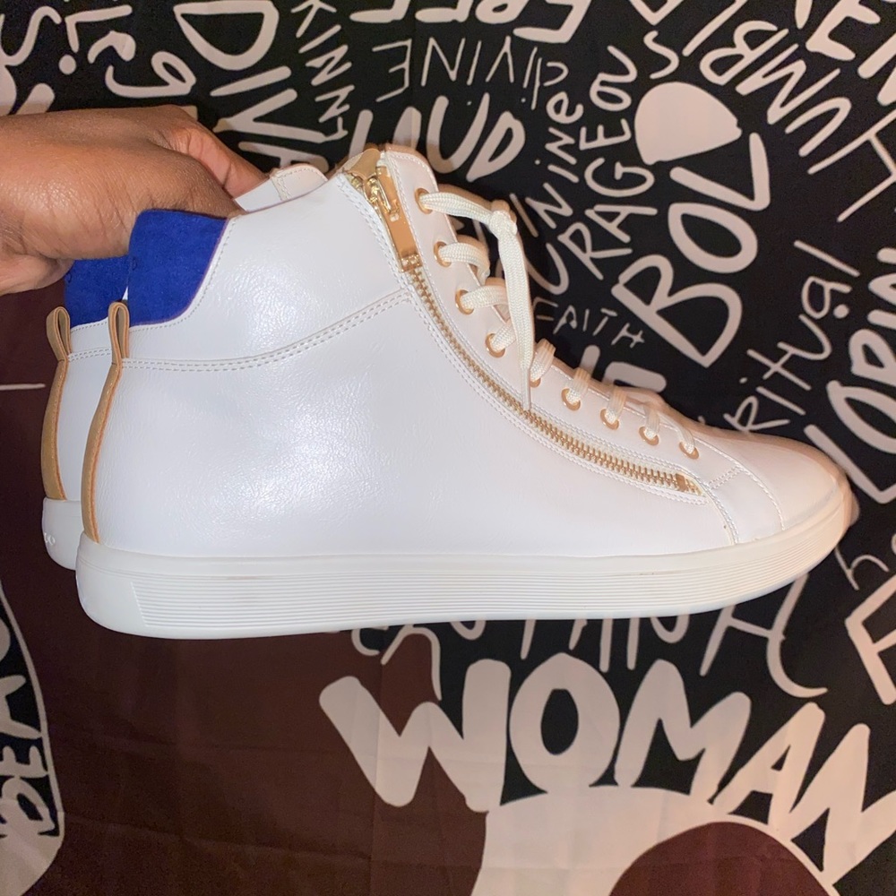 white with gold ALDO sneakers